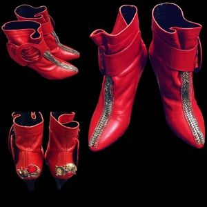 Customed Red & Silver Booties